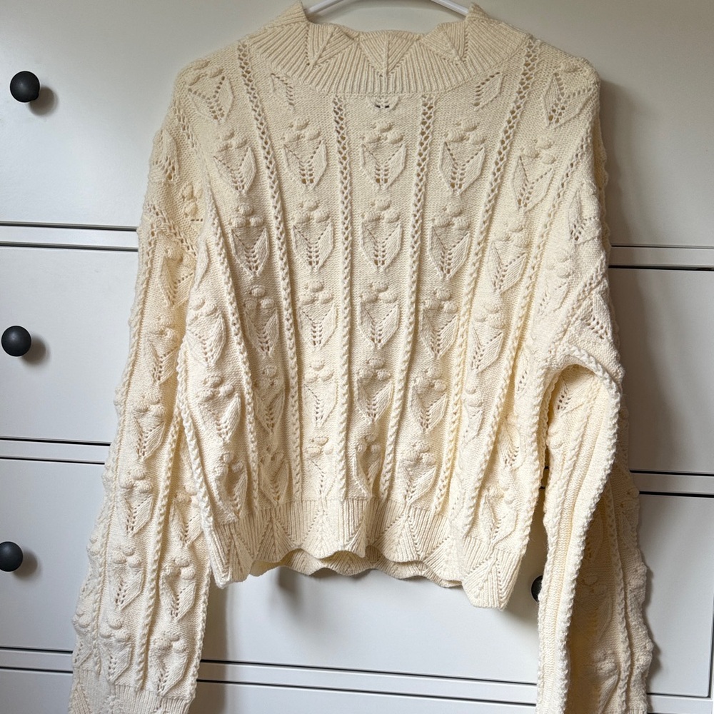 Cider Cream Textured Knit Turtleneck Sweater
